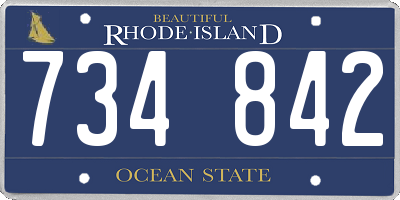 RI license plate 734842