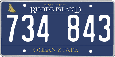 RI license plate 734843
