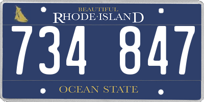 RI license plate 734847