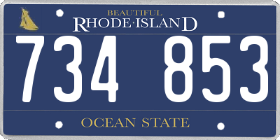 RI license plate 734853