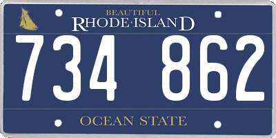 RI license plate 734862