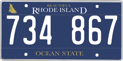 RI license plate 734867