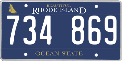 RI license plate 734869