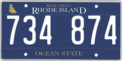 RI license plate 734874
