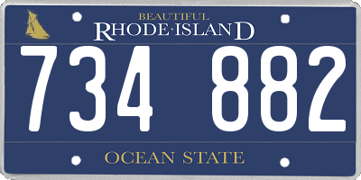 RI license plate 734882