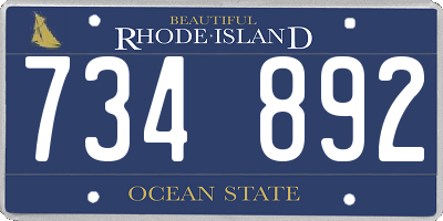 RI license plate 734892