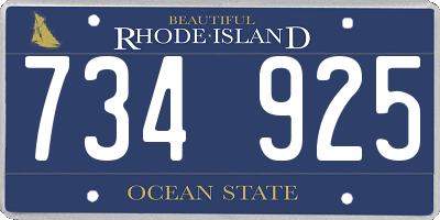 RI license plate 734925
