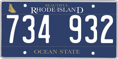 RI license plate 734932