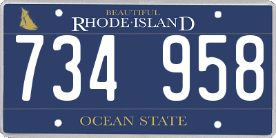 RI license plate 734958