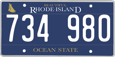 RI license plate 734980