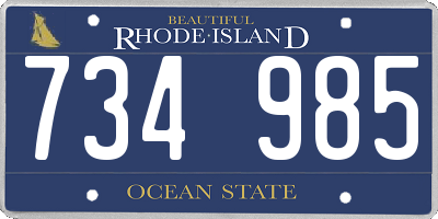RI license plate 734985