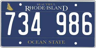 RI license plate 734986
