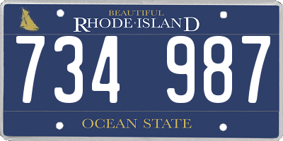 RI license plate 734987