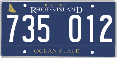RI license plate 735012