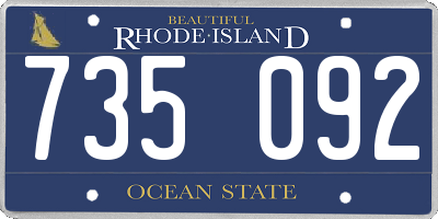 RI license plate 735092