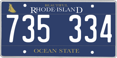 RI license plate 735334