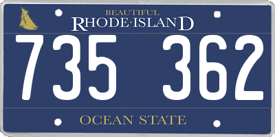RI license plate 735362