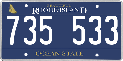 RI license plate 735533