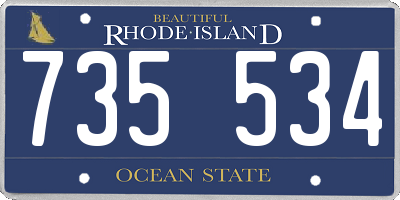 RI license plate 735534