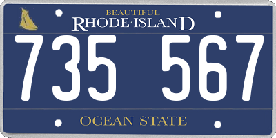 RI license plate 735567