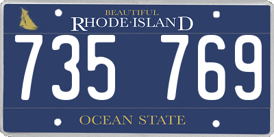 RI license plate 735769