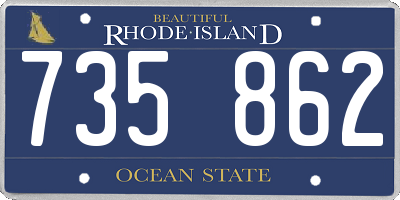 RI license plate 735862