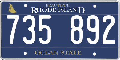 RI license plate 735892