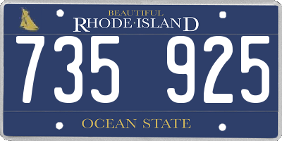 RI license plate 735925