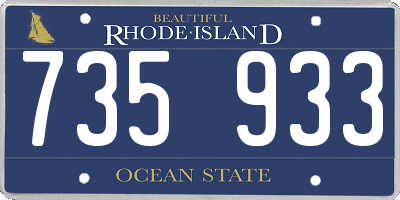 RI license plate 735933