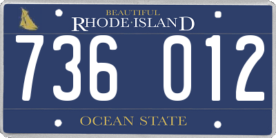 RI license plate 736012