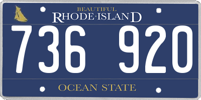 RI license plate 736920