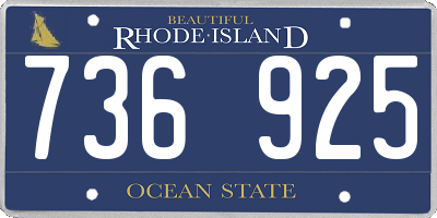 RI license plate 736925
