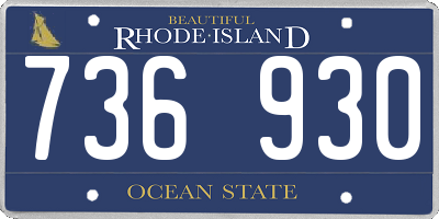 RI license plate 736930