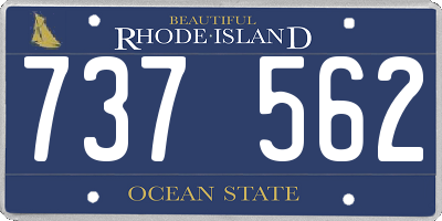 RI license plate 737562