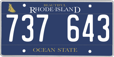RI license plate 737643