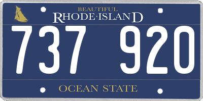 RI license plate 737920