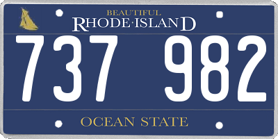 RI license plate 737982