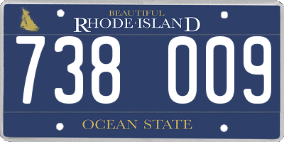 RI license plate 738009