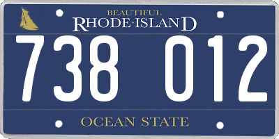 RI license plate 738012