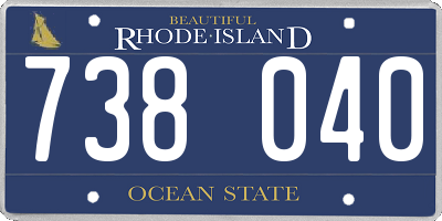 RI license plate 738040