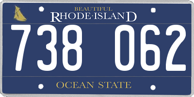 RI license plate 738062
