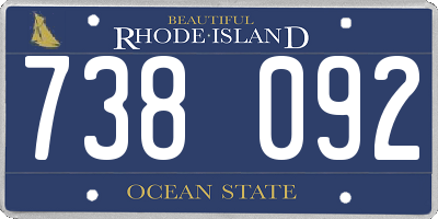RI license plate 738092
