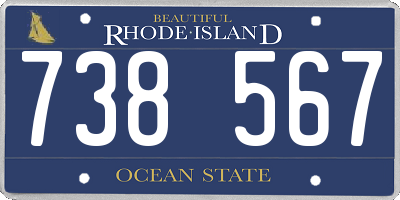 RI license plate 738567