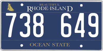 RI license plate 738649