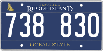 RI license plate 738830