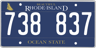 RI license plate 738837