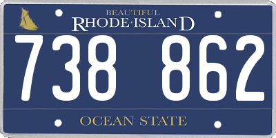 RI license plate 738862