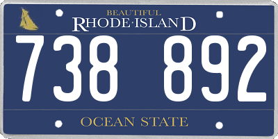 RI license plate 738892