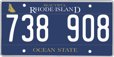 RI license plate 738908