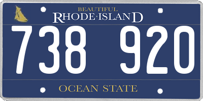 RI license plate 738920